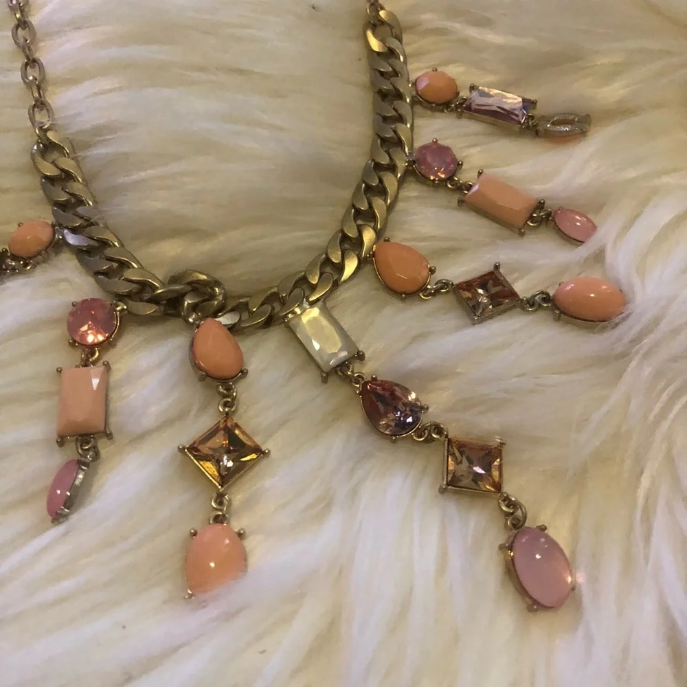 chunky gold chain with pink stones